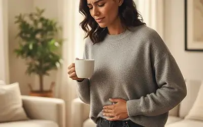 Woman struggling with bloating